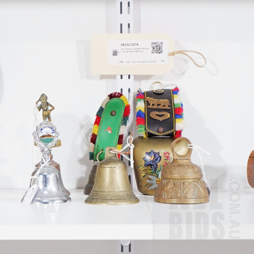 Six Various Vintage Souvenir Small Hand Bells (6)