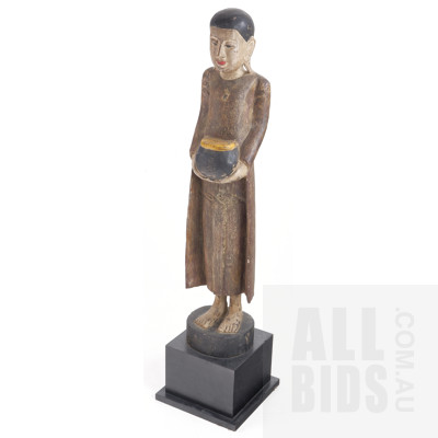 South East Asian Painted Hardwood Deity on Stand