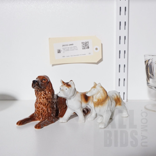 Beswick Irish Setter Model 1060 Length 15cm, Plus Two Unmarked Porcelain Dogs (3)