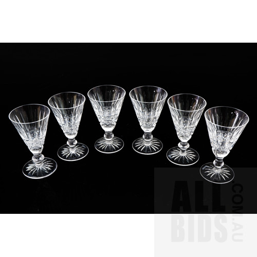 Six Signed Waterford Crystal Sherry Glasses, (6)