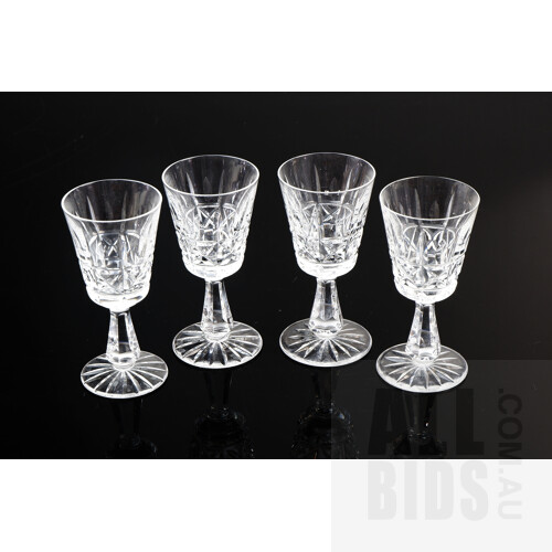 Four Signed Waterford Crystal Sherry or Port Glasses, (4)