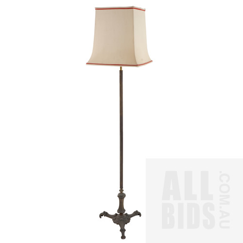 Vintage Cast and Extruded Brass Floor Lamp, Height 163cm