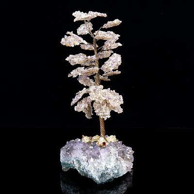 Large Vintage Handmade Amethyst Crystal Tree on an Amethyst Crystal Stand