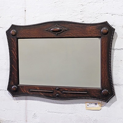 Antique Oak Framed Bevelled Edge Mirror
