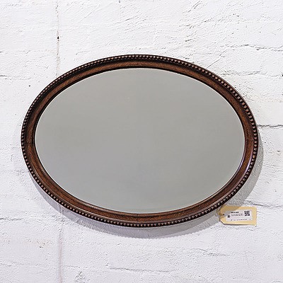 Arts and Crafts Oval Oak Framed Bevelled Edge Mirror
