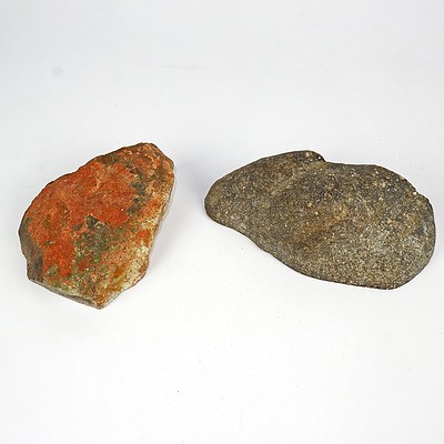 Two Cut and Polished Gemstone Specimens, Including Agate