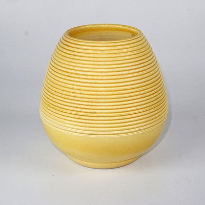 Yellow Glazed Carlton Ware Vase with Ribbed Decoration