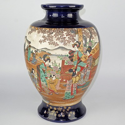 Massive Satsuma Pottery Vase, Early to Mid 20th Century