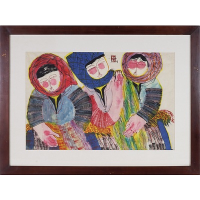Three Chinese Figures 2008 Watercolour