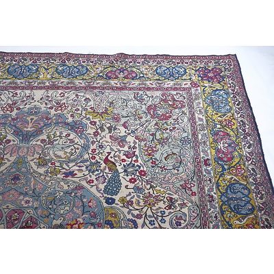 Magnificent Large Antique Persian Lavar-Kerman 'Garden of Paradise' Hand Knotted Wool Pile Carpet with Central Arabesques Circa 1900