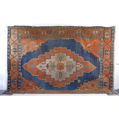 Large Antique Turkish Konya Hand Knotted Wool Pile Carpet