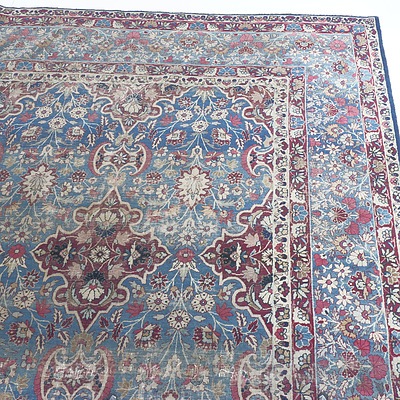 Room Size Antique Persian Lavar-Kerman Hand Knotted Wool Pile Carpet Circa 1900