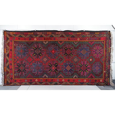 Very Large Caucasian Kazak Hand Knotted Wool Pile Carpet with Inscription Dated 1968