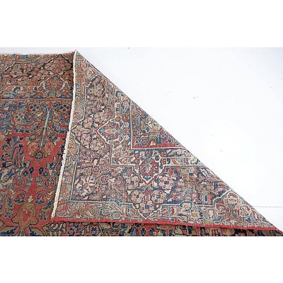 Antique Persian Sarouk Hand Knotted Wool Pile Carpet