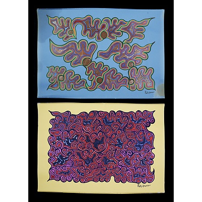Patjiparan Daisy Wikilyiri (c1935-1985, Pitjantjatjara language group), Two Untitled Works, Gouache on Paper (2)