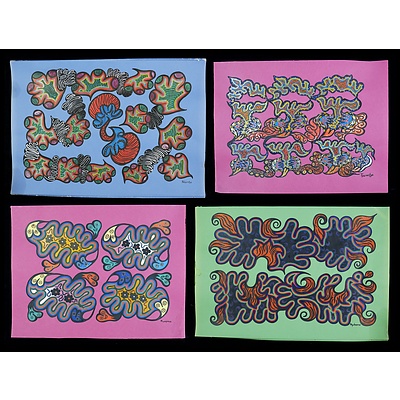 Four Untitled Works by Nyurpaya Kaika-Burton; Tjuwilya Windlass; Ngintja; Kunmanara (Nyukana) Baker, Gouache on Paper (4)