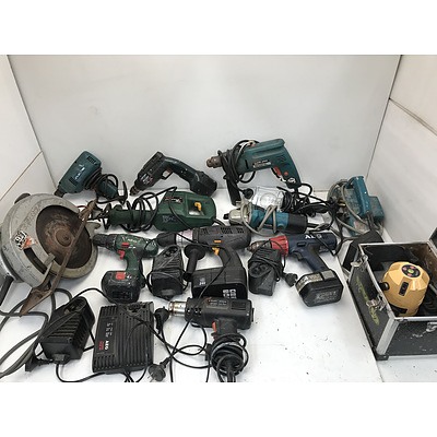 Large Lot Of Assorted Power Tools Including Makita and Bosch