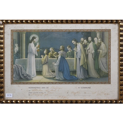 A Pair of Framed Reproduction Prints Depicting Communion Scenes