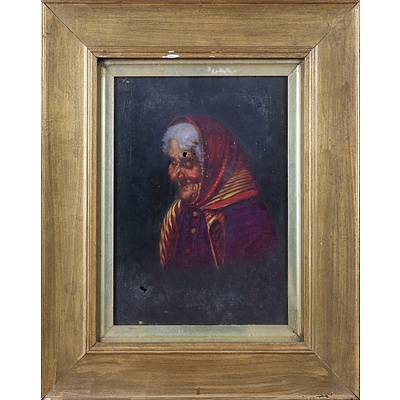 European School (20th Century), Untitled (Portrait of Elderly Lady), Oil on Canvas