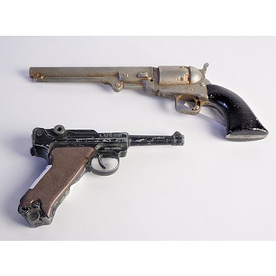 Two Childrens Toy Guns Including Luger and Six Shooter