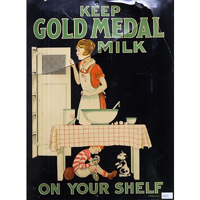 A Vintage Reproduction Poster 'Keep Gold Medal Milk On Your Shelf'