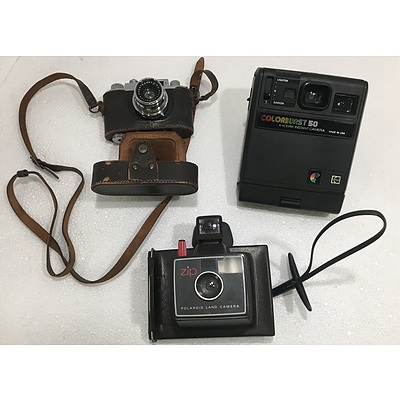 Retro Cameras, Including Polaroid, Colorburst And Halina - Lot Of Three