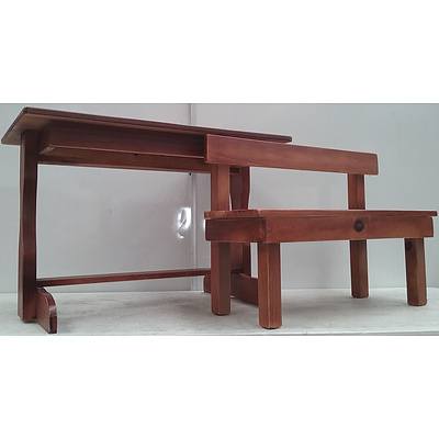 Child Size Wooden Bench And Desk