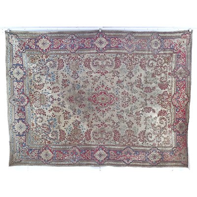 Persian Kerman Hand Knotted Wool Pile Carpet