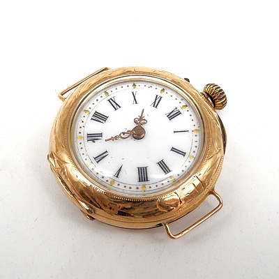 Antique European 18ct Yellow Gold Ladies Wrist Watch with Engraved Finish