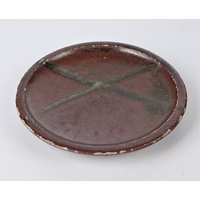 Studio Pottery Tenmoku Glazed Stoneware Dish, In the Manner of Shoji Hamada, 20th Century