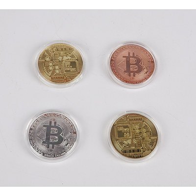 Four Cased Replica Bit Coins
