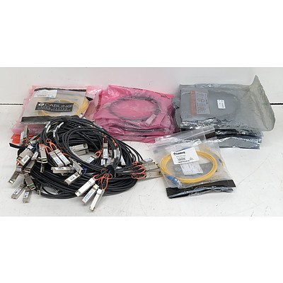 Box of Assorted SFP Transciever & Fibre Optic Cables