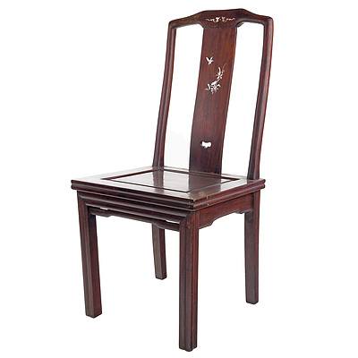 Antique Chinese Rosewood Chair with Pearl Shell Inlay, Early 20th Century