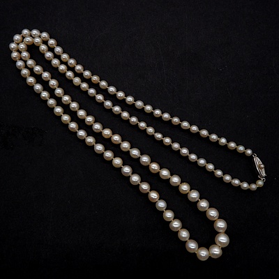 Strand of White Cultured Pearls, Semi Baroque