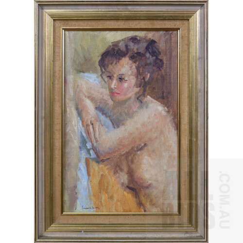 Frances Duffy, Two Nude Oil on Canvas Paintings, largest 50cm H x 40 W (2)