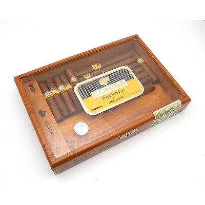 Cohiba Esplendidos Habana Cuba - Wooden Humidor Box with a Selection of Thirteen Various Four and Five Inch Cigars