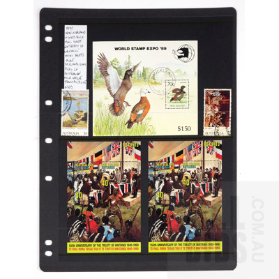 1990 New Zealand Mini Sheets and 2 Australian High Value Stamps