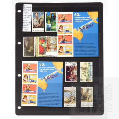 1985 Australian 50th Anniversary Trans-Pacific Flight Mini Sheets and Mixed Australian High Value Stamps