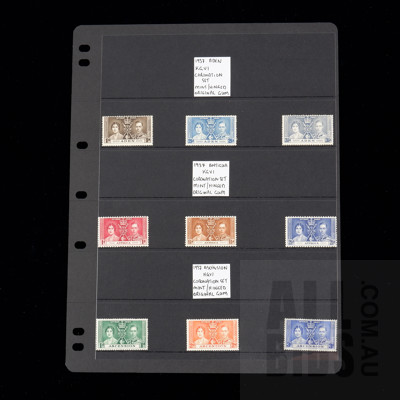 1937  Aden, Antigua and Ascension KGVI Coronation Stamp Set