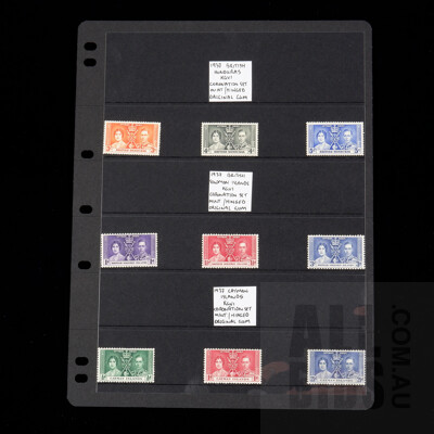 1937 British Honduras, Solomon Islands and Cayman Islands KGVI Coronation Stamp Set