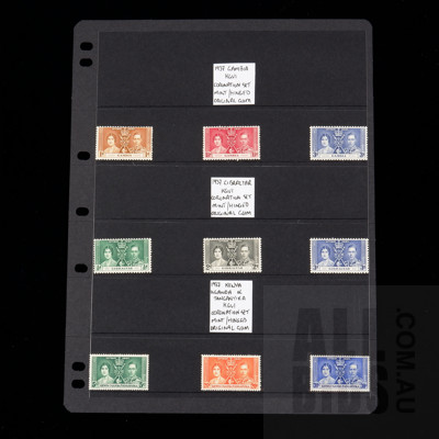 1937 Gambia, Gibraltar, Kenya Uganda and Tanganyika KGVI Coronation Stamp Set