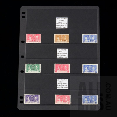 1937 Leeward, Malta and Mauritius KGVI Coronation Stamp Set