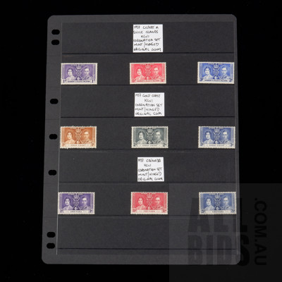 1937 Gilbert and Ellice Islands, Gold Coast and Greneda KGVI Coronation Stamp Set