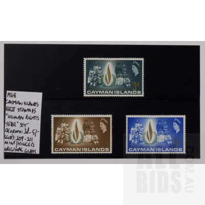 1968 Cayman Islands Queen Elizabeth II Human Rights Year Stamp Set