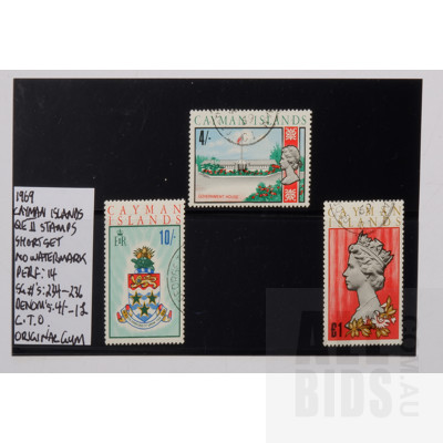 Three 1969 Cayman Islands Queen Elizabeth II Stamps