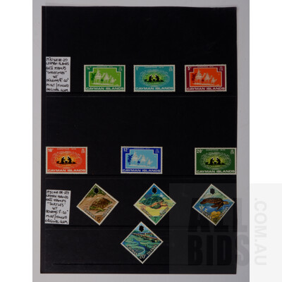 1970 - 1971 Cayman Islands Queen Elizabeth II Stamp Sets