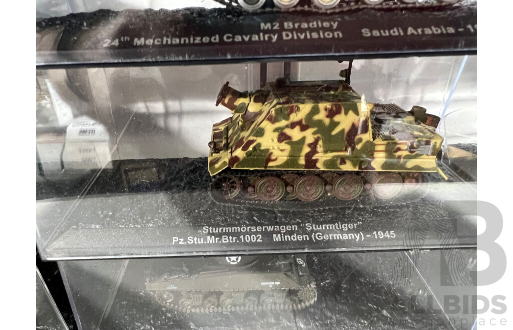 Collection of 16 DeAgostini Tanks Includes Multiple is-3m, AMX-30B, Single Grossdeutschland and M2  Bradley,two Panzerspahwagens and Others