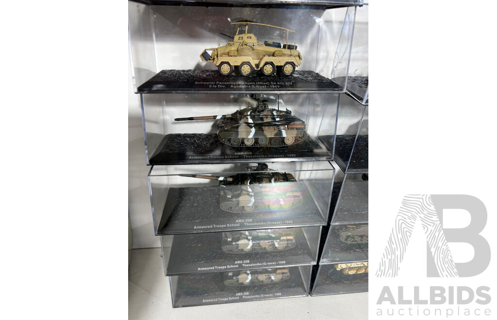 Collection of 16 DeAgostini Tanks Includes Multiple is-3m, AMX-30B, Single Grossdeutschland and M2  Bradley,two Panzerspahwagens and Others