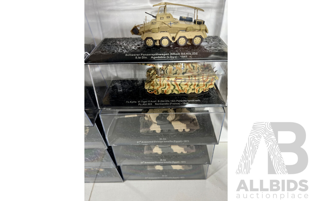 Collection of 16 DeAgostini Tanks Includes Multiple is-3m, AMX-30B, Single Grossdeutschland and M2  Bradley,two Panzerspahwagens and Others