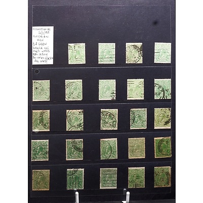 Collection of 22/2/1915 Australian 1/2 d Green Single and Large Multi W.M.K.S Stamps, Used